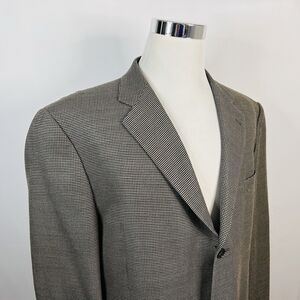 Joseph Abboud 48L Sport Coat Silk Wool Houndstooth Gold Beige Three Button Lined